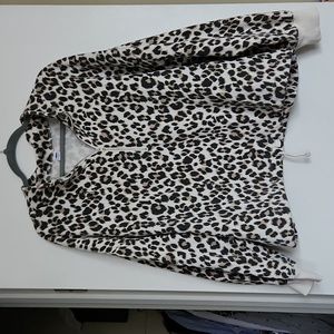 Cozy Quarter Zip Pull over Leopard Print